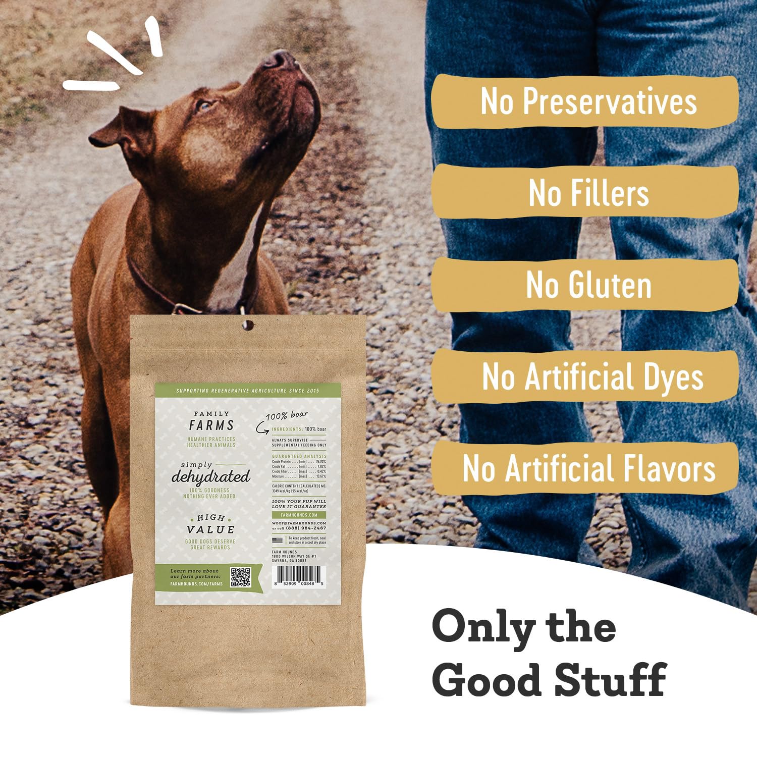 Farm Hounds training treats with a dog during a quick reward session.