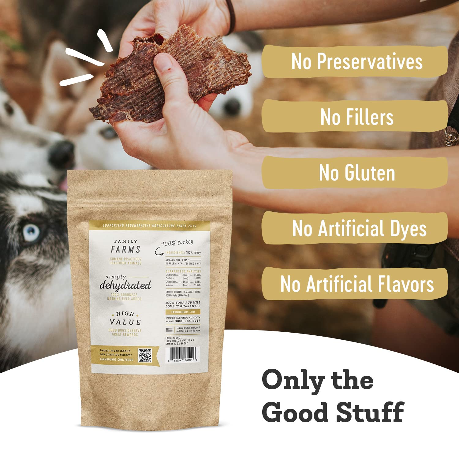Farm Hounds turkey jerky serving dish illustrates healthy protein rich snack