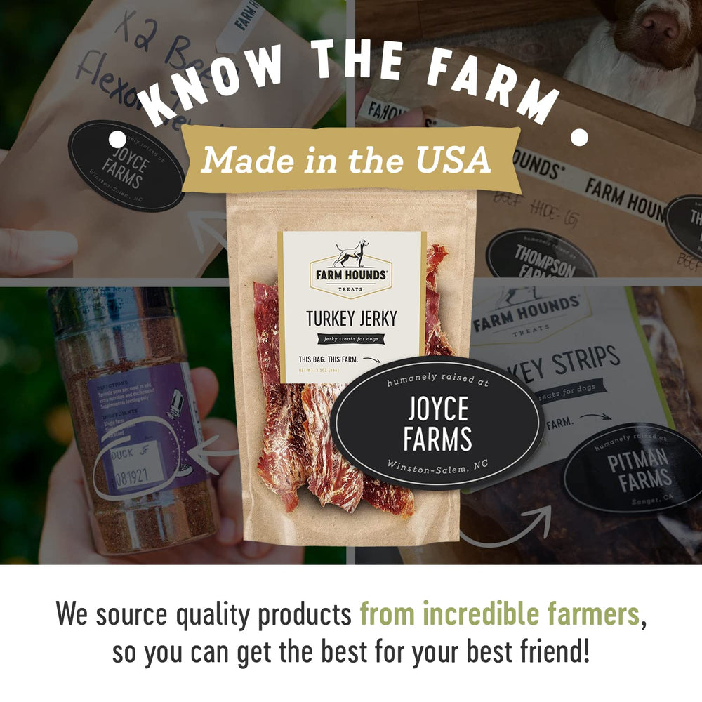 Farm Hounds turkey jerky in hand shows training friendly reward
