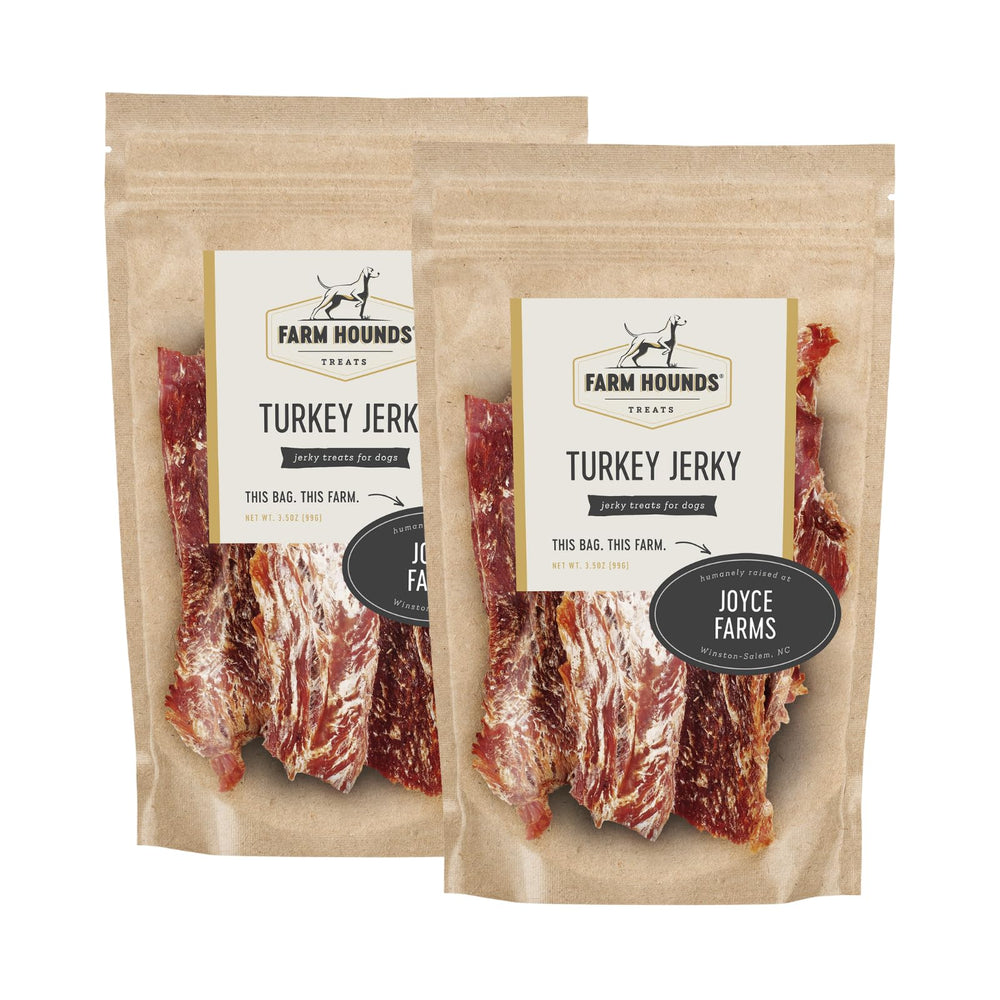 Farm Hounds turkey jerky two-pack front shows training-reward snack for dogs