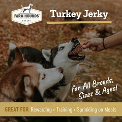 Farm Hounds turkey jerky two-pack backside highlights humanely raised ingredients