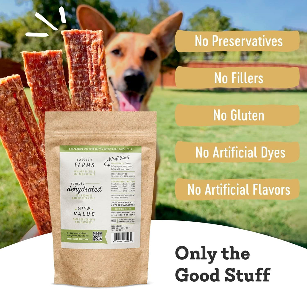 Farm Hounds Turkey Strips training use during obedience sessions