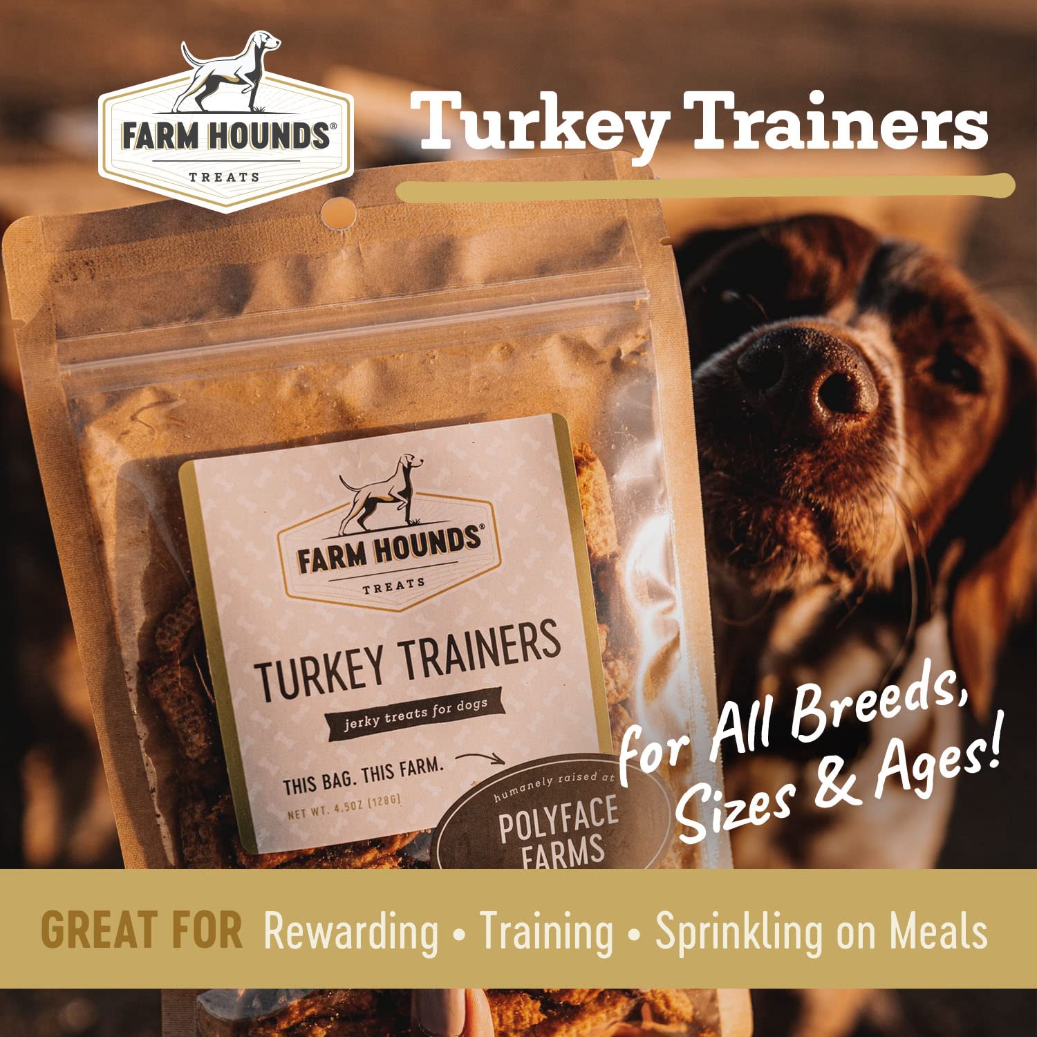 Farm Hounds Turkey Trainers bites closeup—delicious training bites for all dog sizes.
