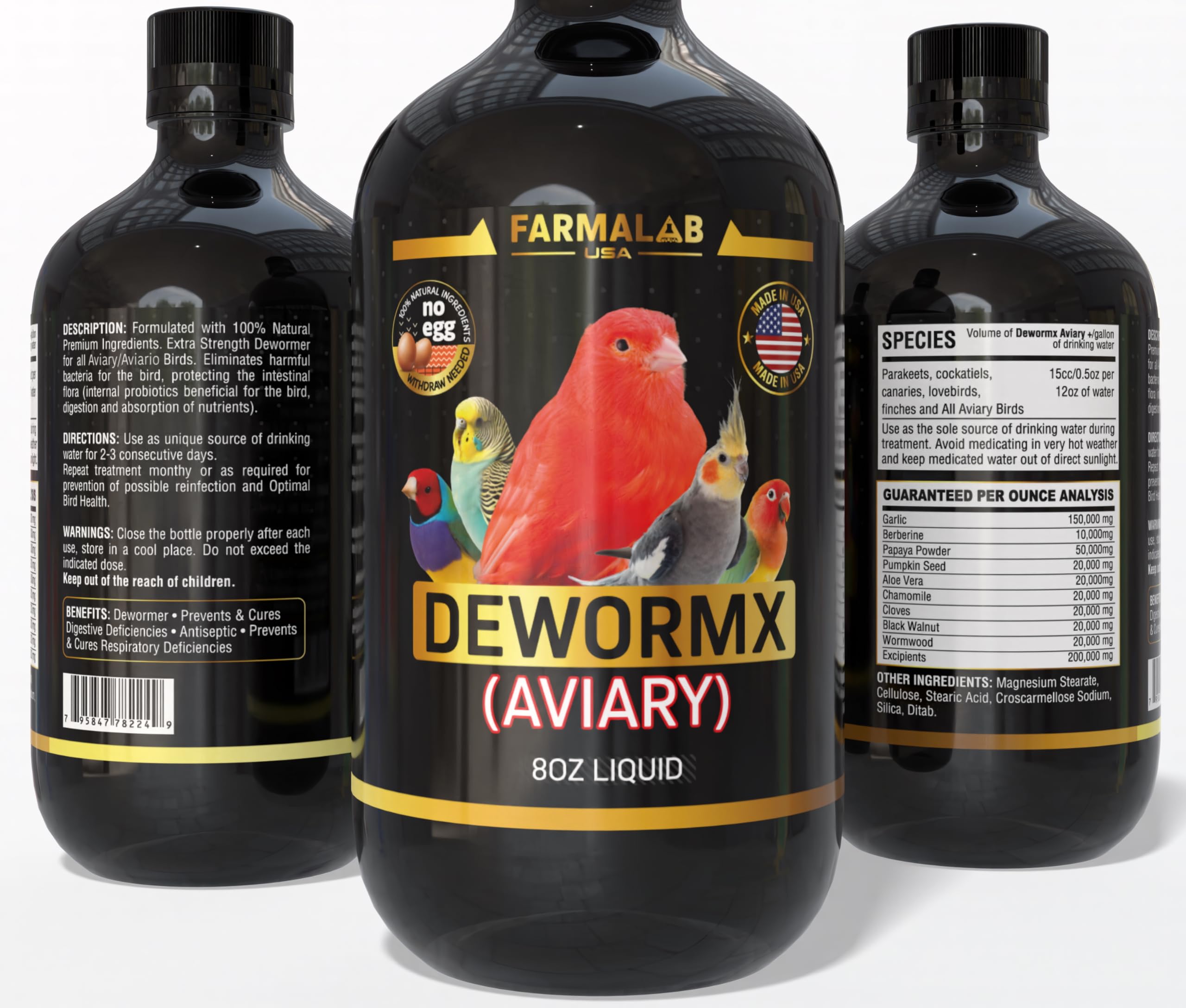 Farmalab Natural Dewormer dosing-spoon demonstrates precise administration for poultry.