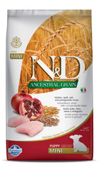 Farmina Pet Foods Chicken and Pomegranate Adult Mini kibble in bowl for daily meals promoting palatability