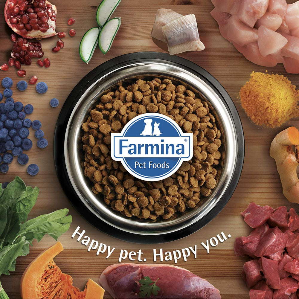 Farmina Chicken and Pomegranate Adult Mini pack shot highlights all-life-stages nutrition