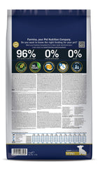 Farmina mini puppy kibble in a bowl showing savory lamb and pumpkin-blueberry flavor.