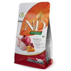 Farmina N&D quail-pumpkin ingredient closeup, antioxidant-rich fruits and vegetables.