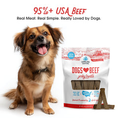 Farmland Traditions beef jerky closeup shows tender, air-dried texture ideal for rewards