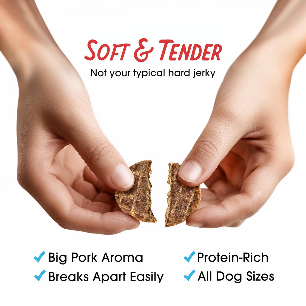 Farmland Traditions breakable jerky pieces — customizable portions for dogs.