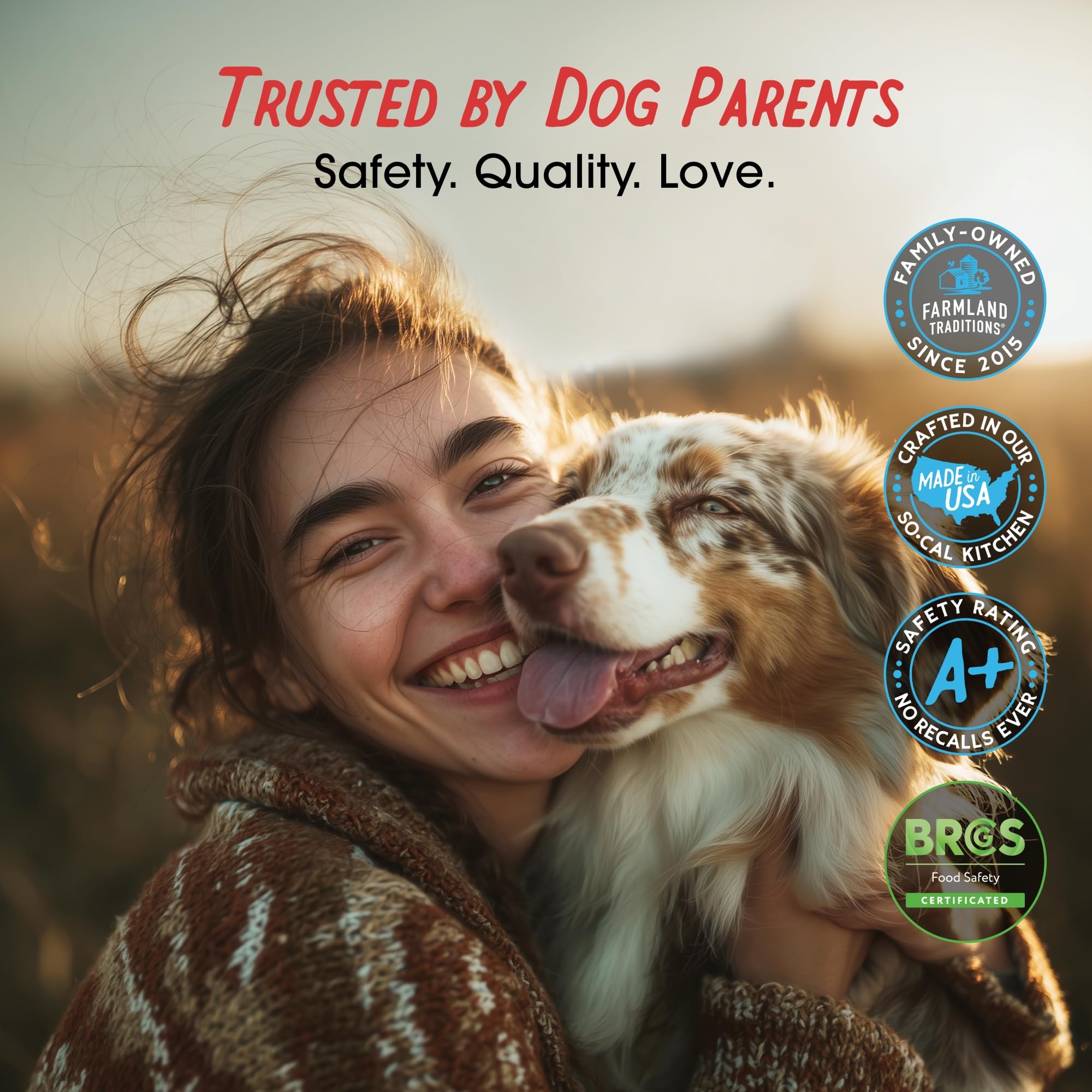 Farmland Traditions-high-protein-dog-treats illustrates protein-packed reward for friendly dogs.