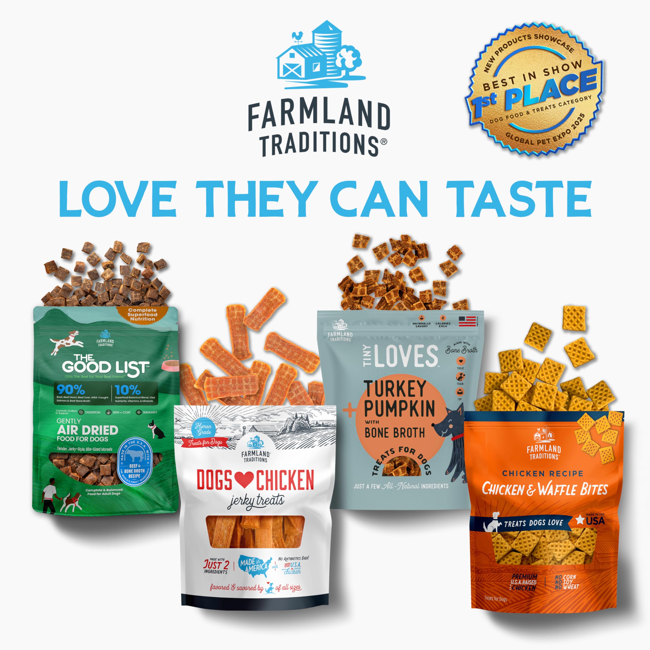 Farmland Traditions protein-forward jerky supports active dogs during training