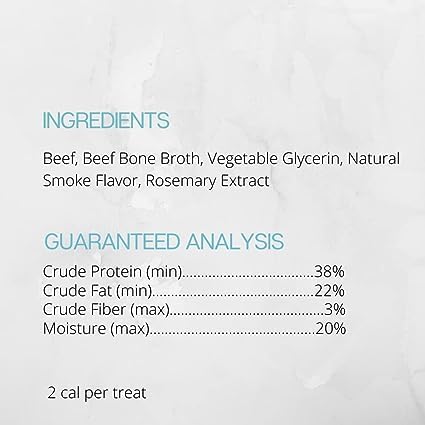 Farmland Traditions Tiny Loves dehydrated jerky texture highlighting high fiber and limited ingredients.