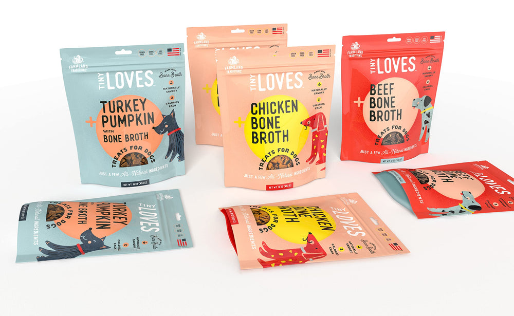 Farmland Traditions turkey and pumpkin packaging highlights limited ingredients.
