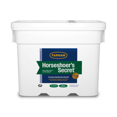 Farnam Horseshoer’s Secret pellets bottle supports healthy hoof growth when added to daily grain.