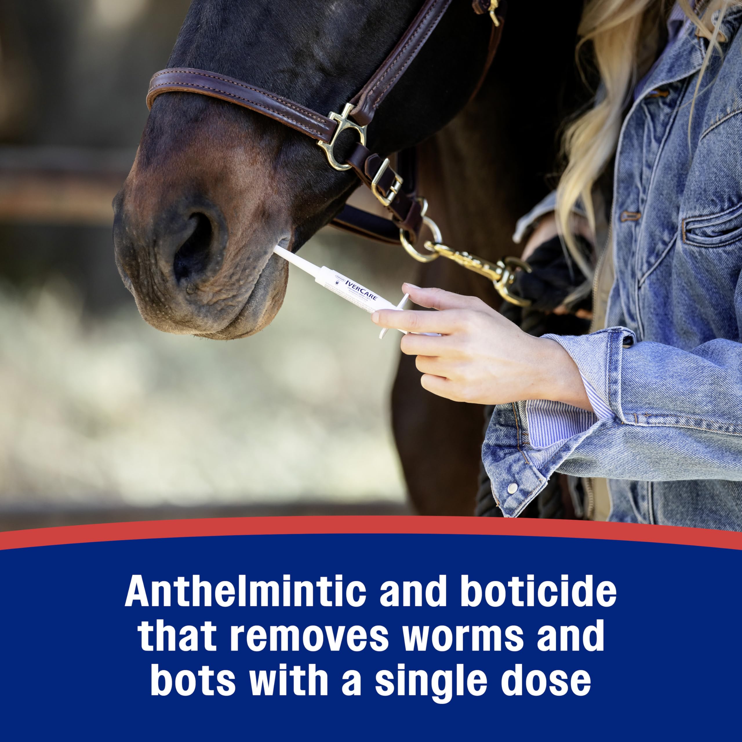 Farnam IverCare bottle and syringe ready for a 1,250-lb horse dose.