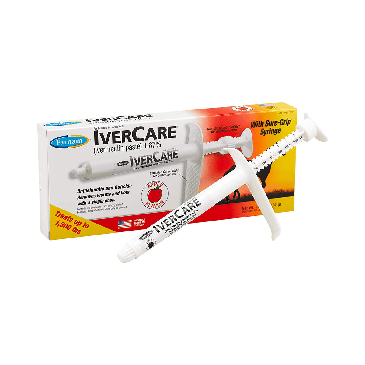 Farnam IverCare paste dispensing demonstrates easy application for parasite control.