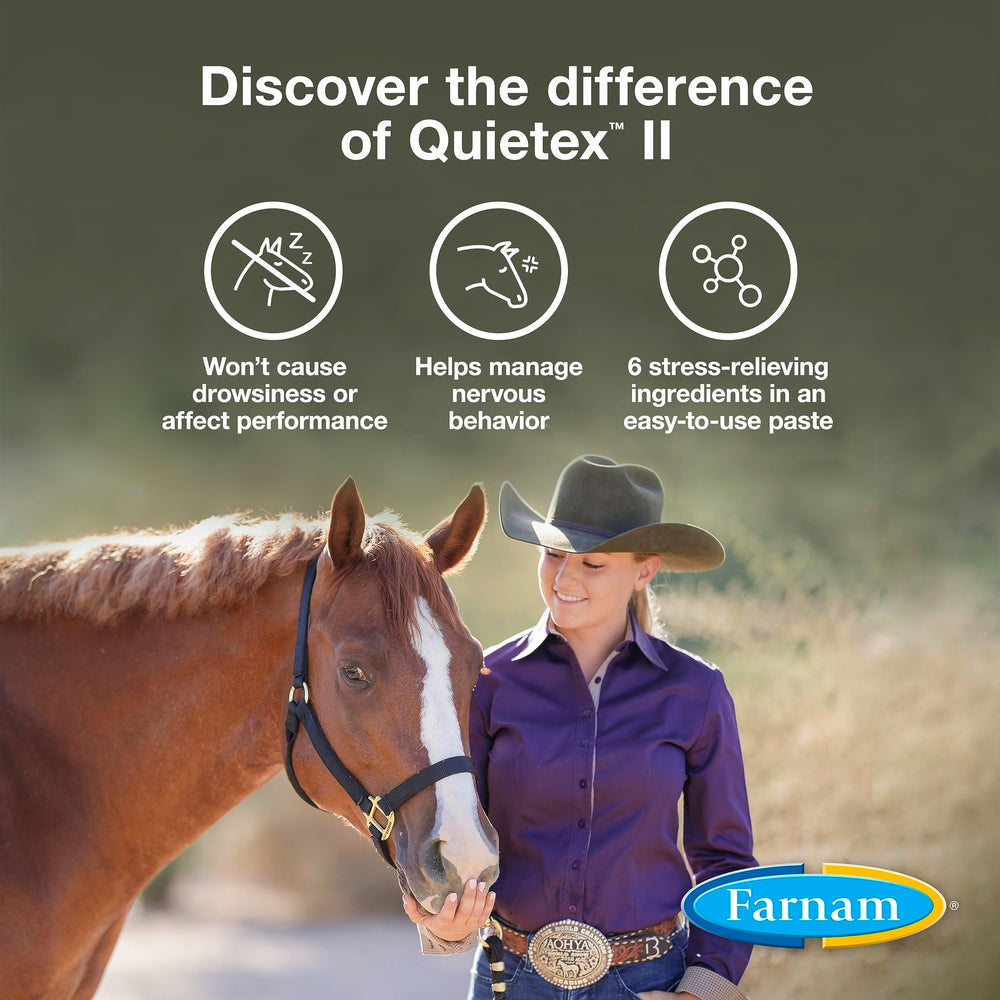 Farnam Quietex II helps maintain calm during training sessions and stressful events for focus