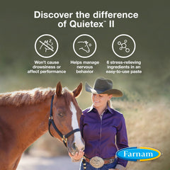 Farnam Quietex II helps maintain calm during training sessions and stressful events for focus