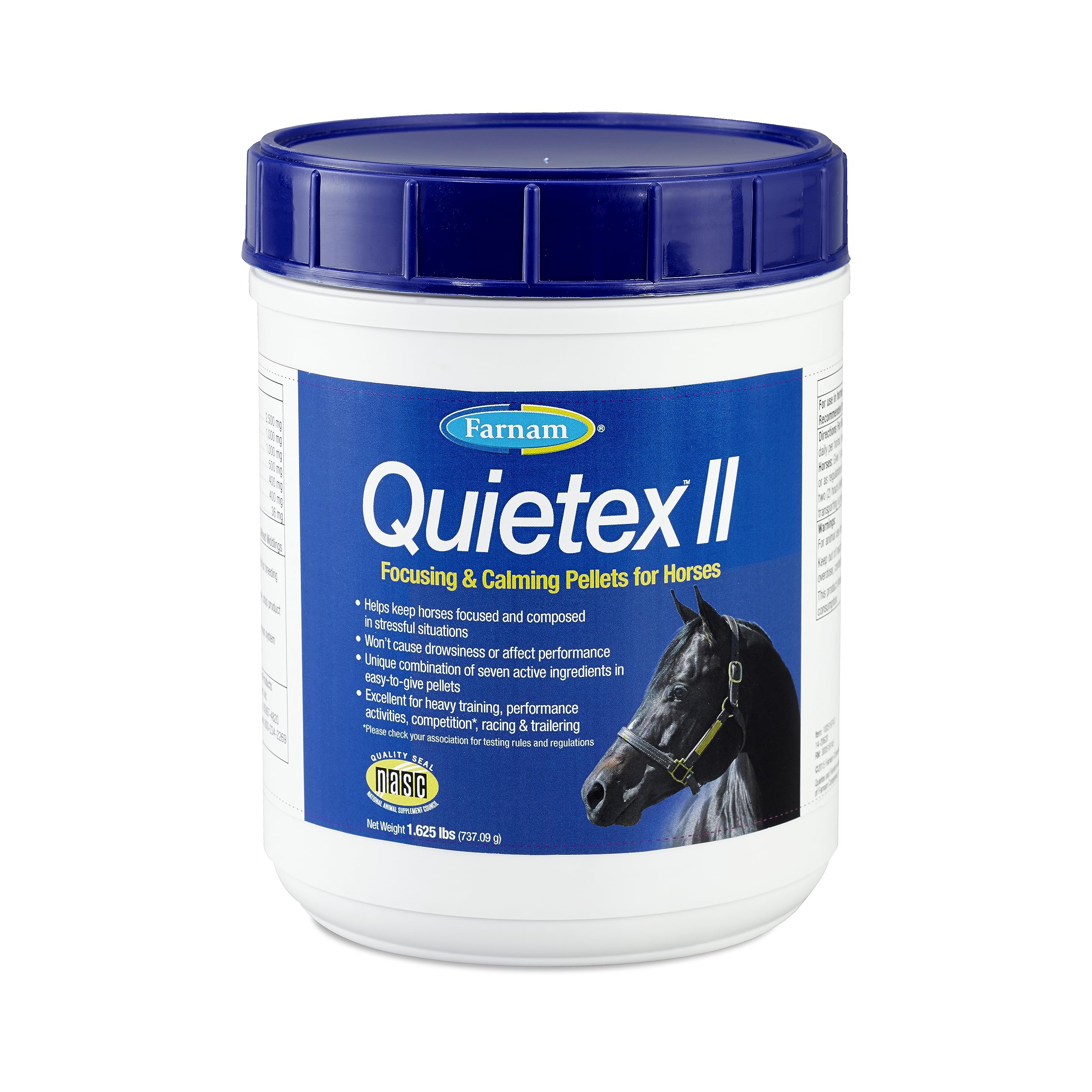 Farnam Quietex II pellets bottle for easy daily calm during training