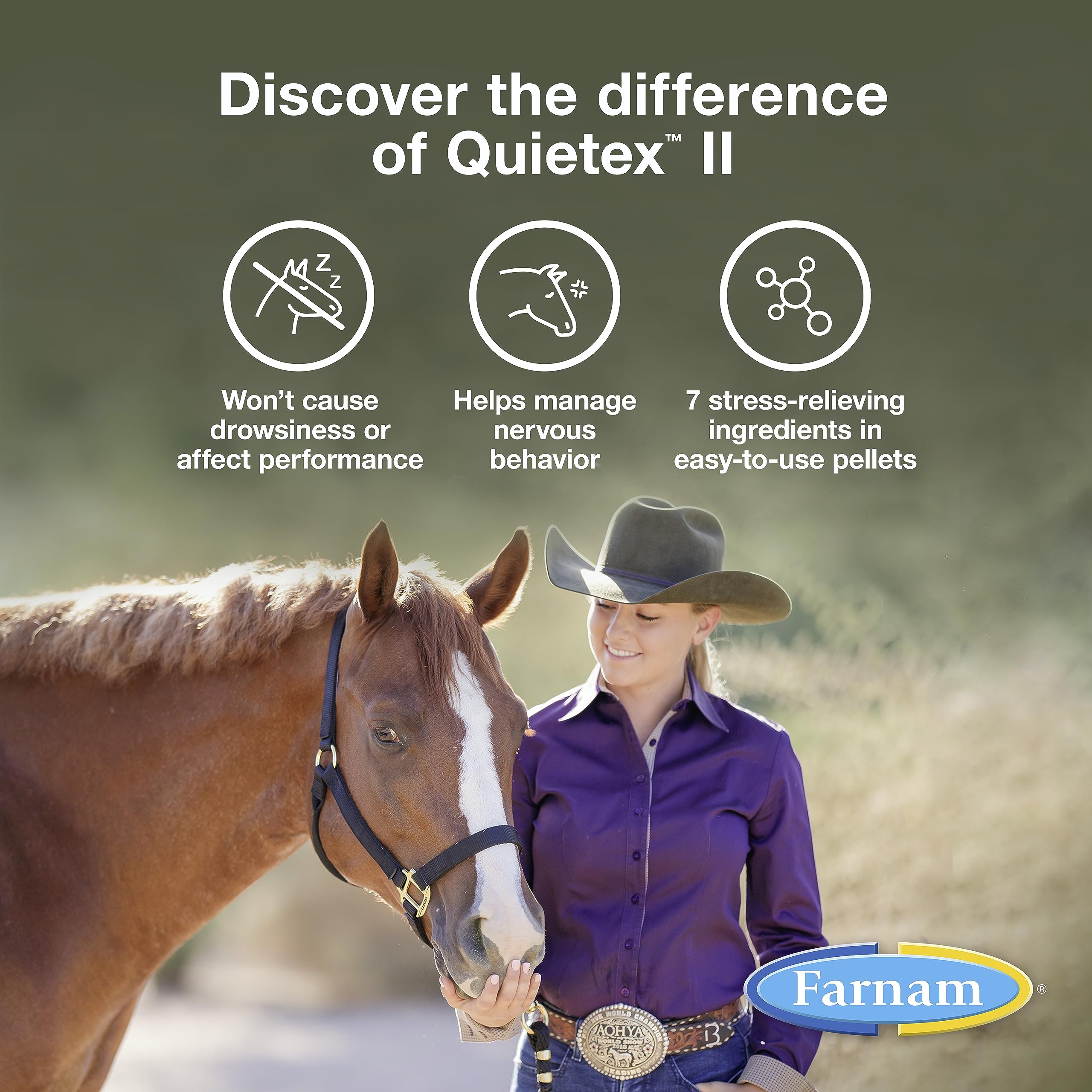 Farnam Quietex II grain-mix demonstrates a palatable daily serving for calmness
