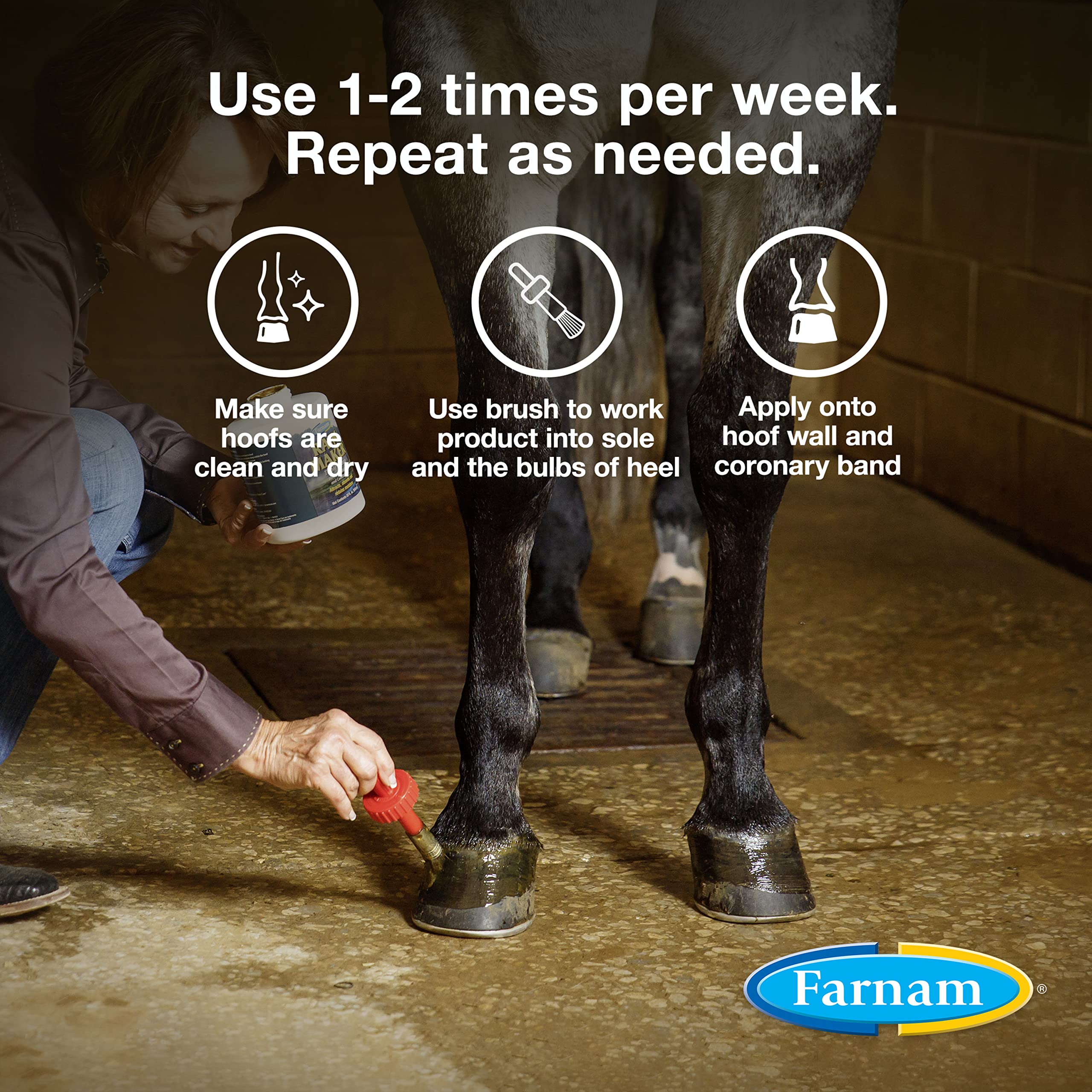 Farnam Rain Maker creates a glossy natural sheen on well-conditioned hooves