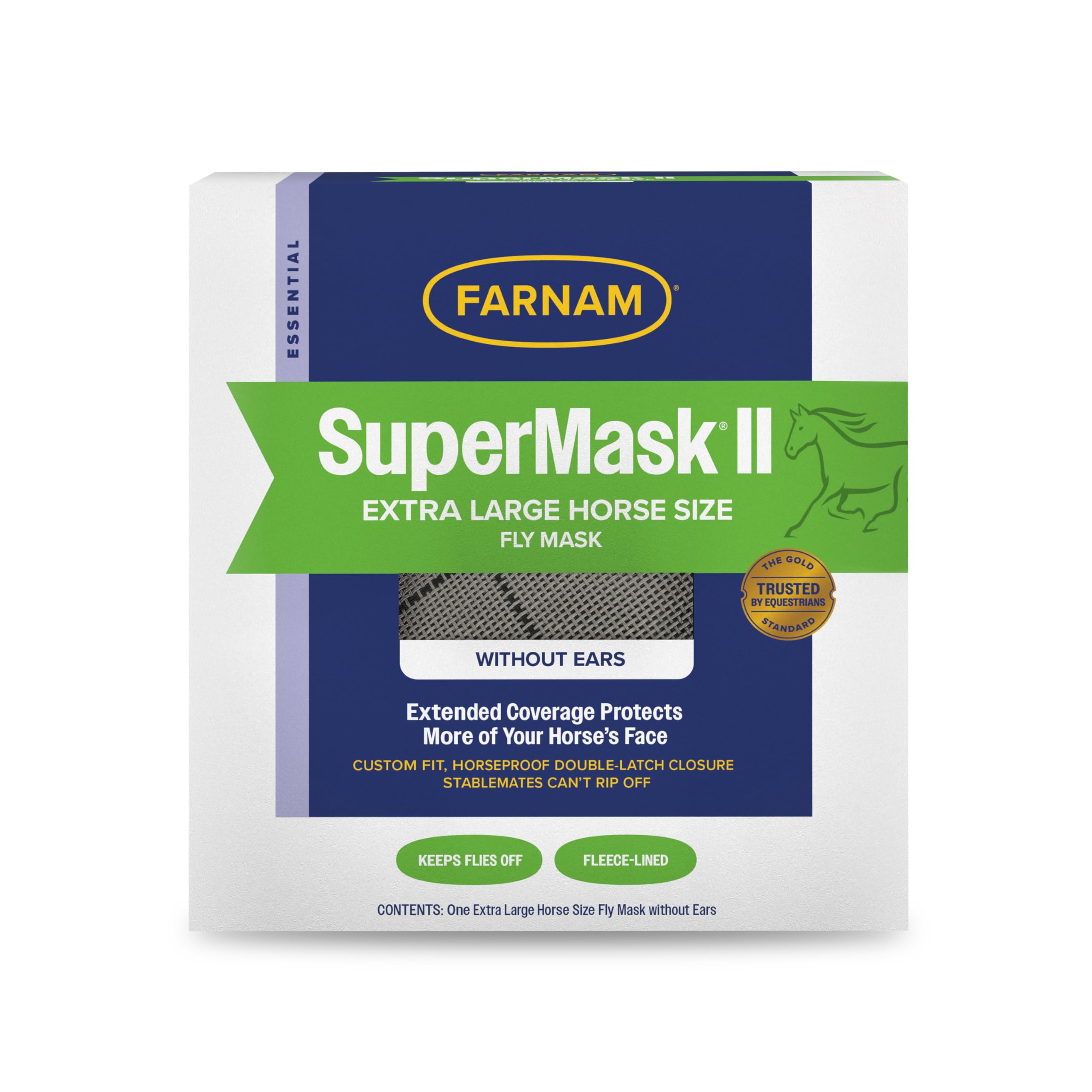 Farnam SuperMask II with extended coverage shields fly and sun glare on horse face
