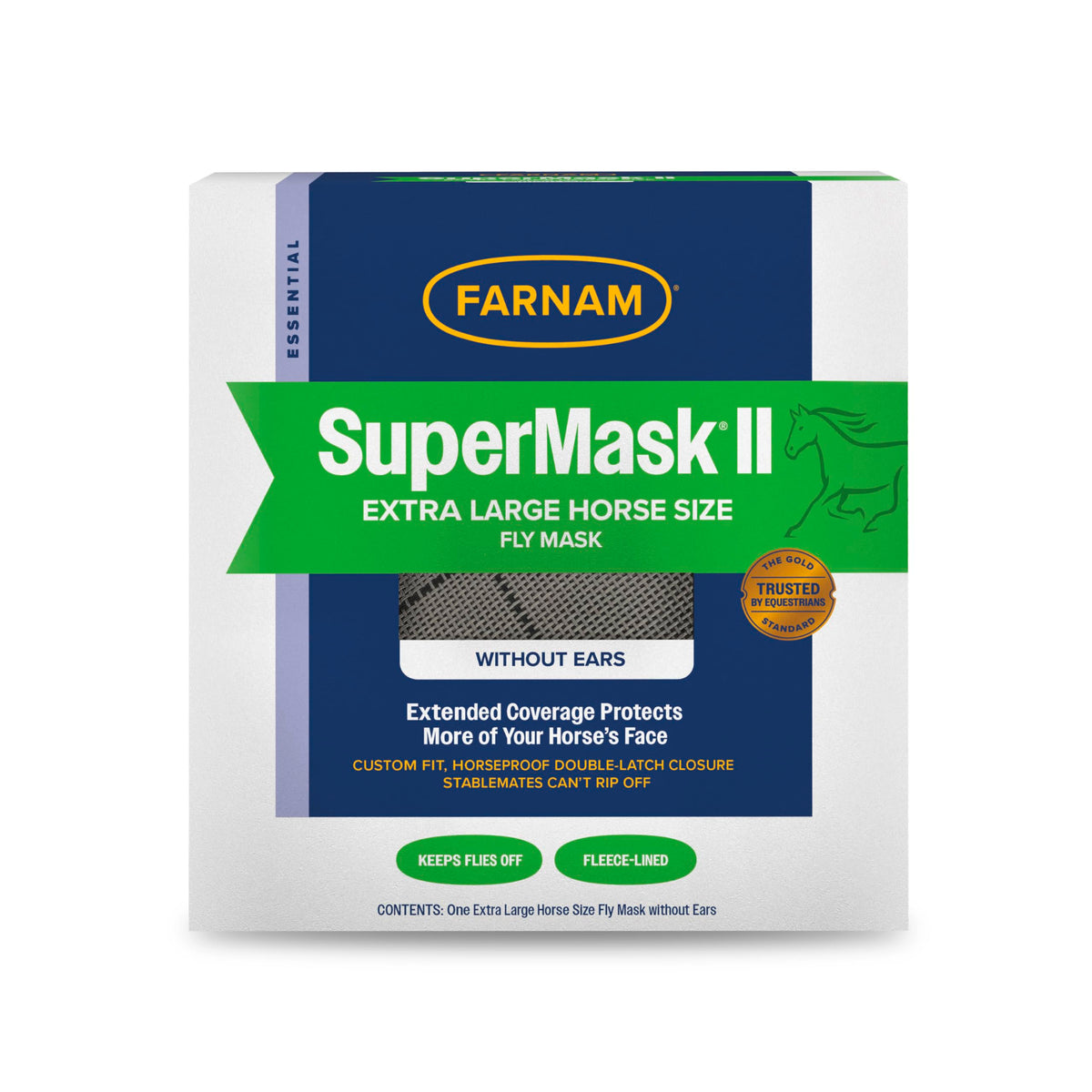 Farnam SuperMask II with extended coverage shields fly and sun glare on horse face