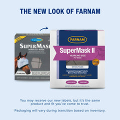 Farnam SuperMask II extended coverage blocks insects while preserving visibility.