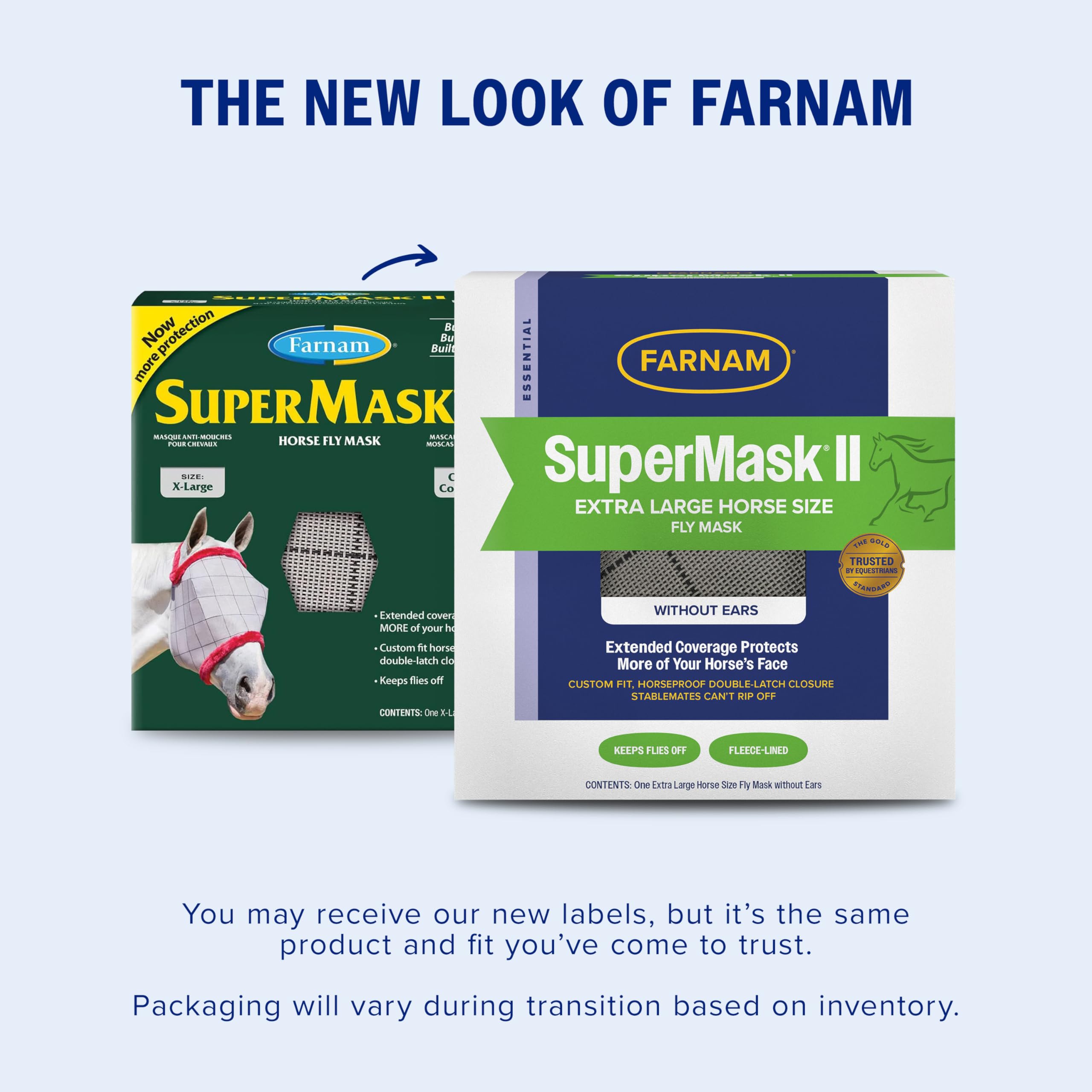 Farnam SuperMask II eye protection with see-through mesh maintains vision while blocking insects