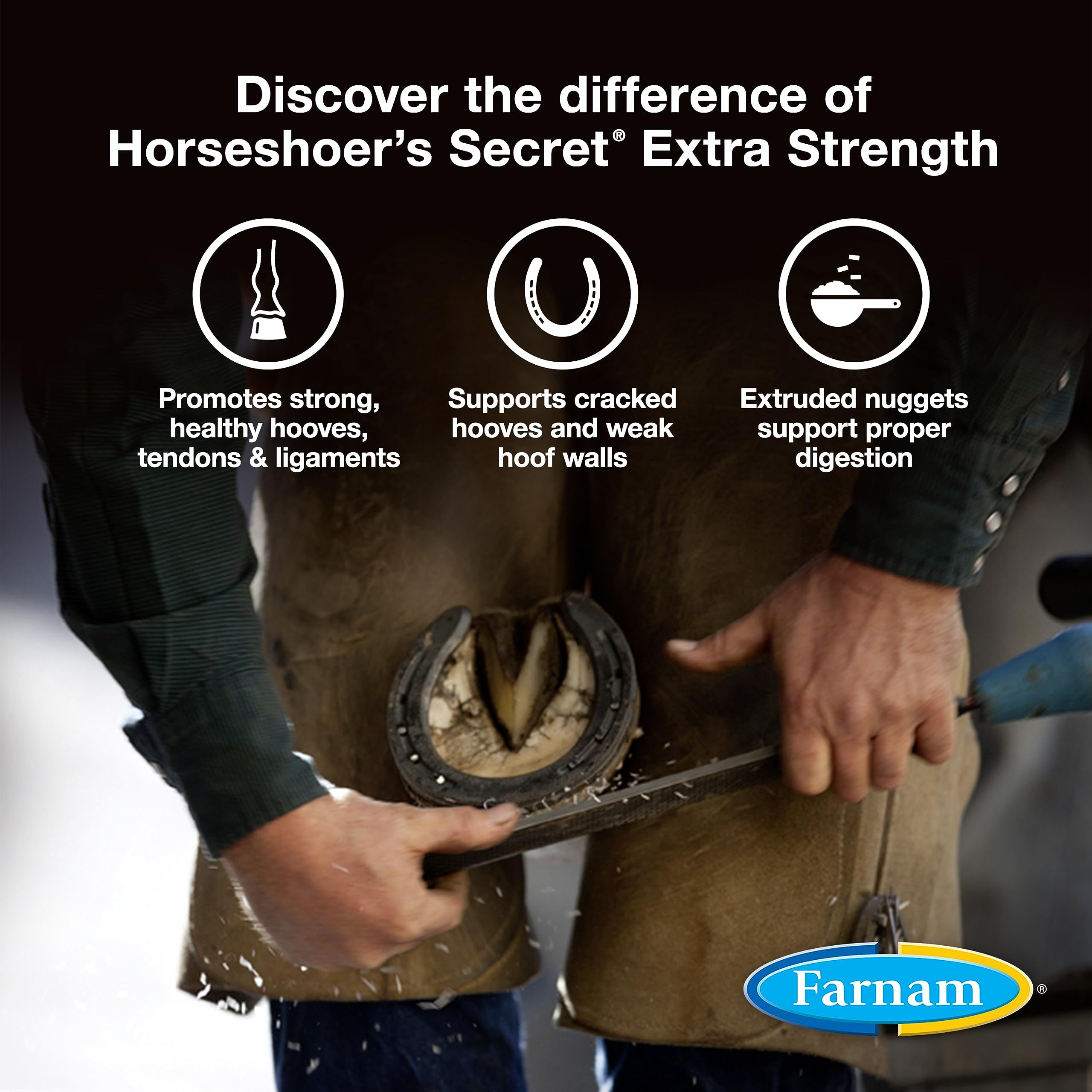 Farnam Horseshoer's Secret Extra Strength nuggets in a bowl for easy daily feeding.