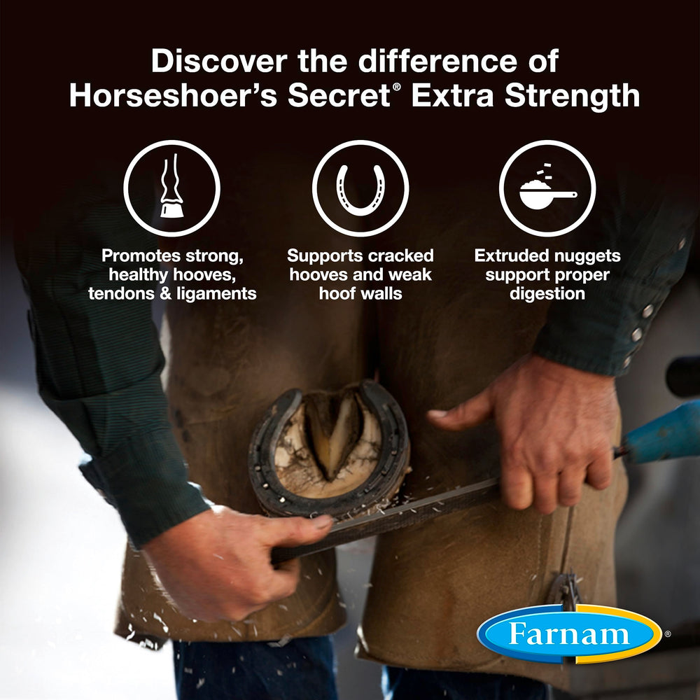 Farnam Horseshoer's Secret Extra Strength nuggets in a bowl for easy daily feeding.