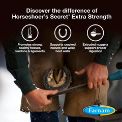 Farnam Horseshoer's Secret Extra Strength nuggets in a bowl for easy daily feeding.