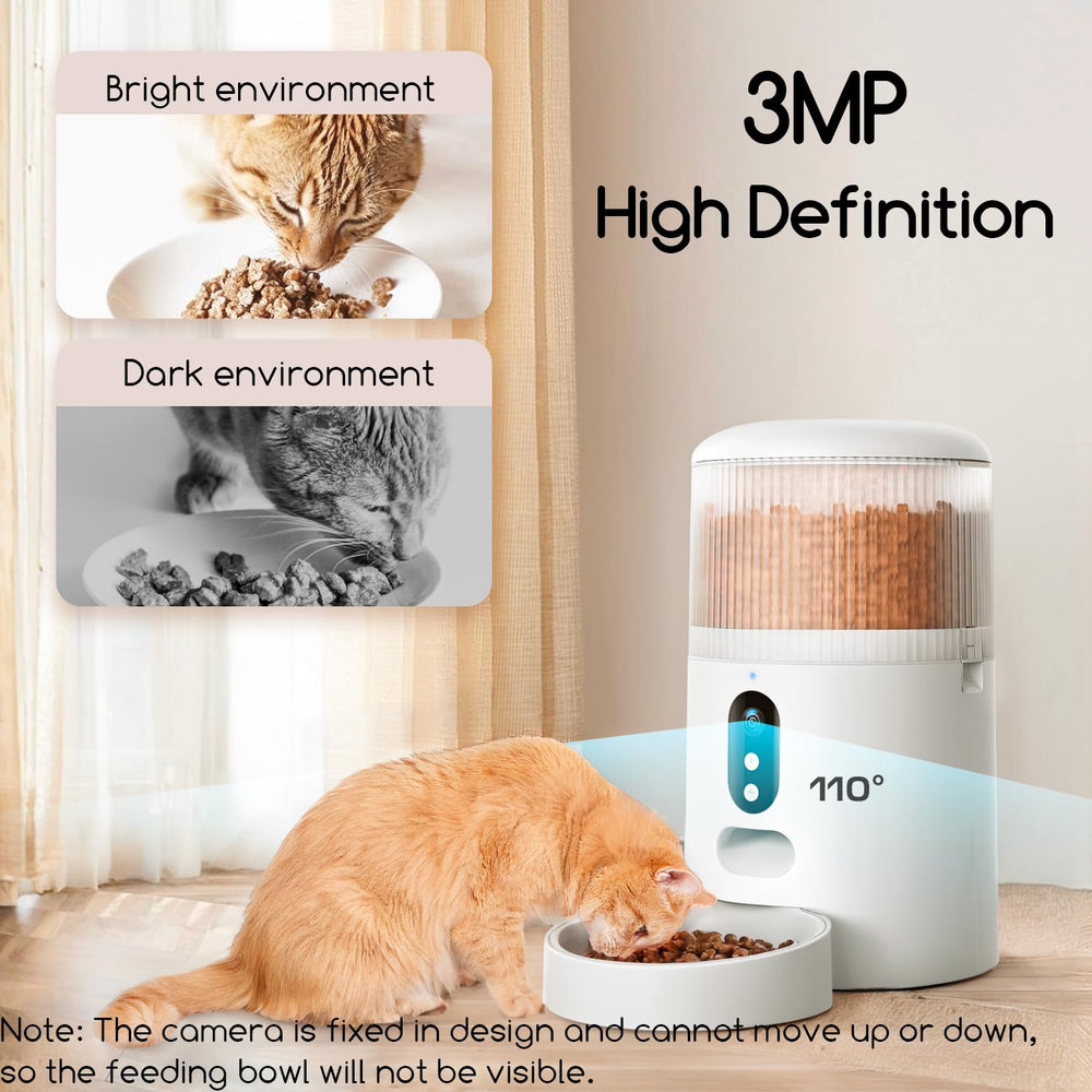 Faroro automatic cat feeder camera side view for remote check-ins.