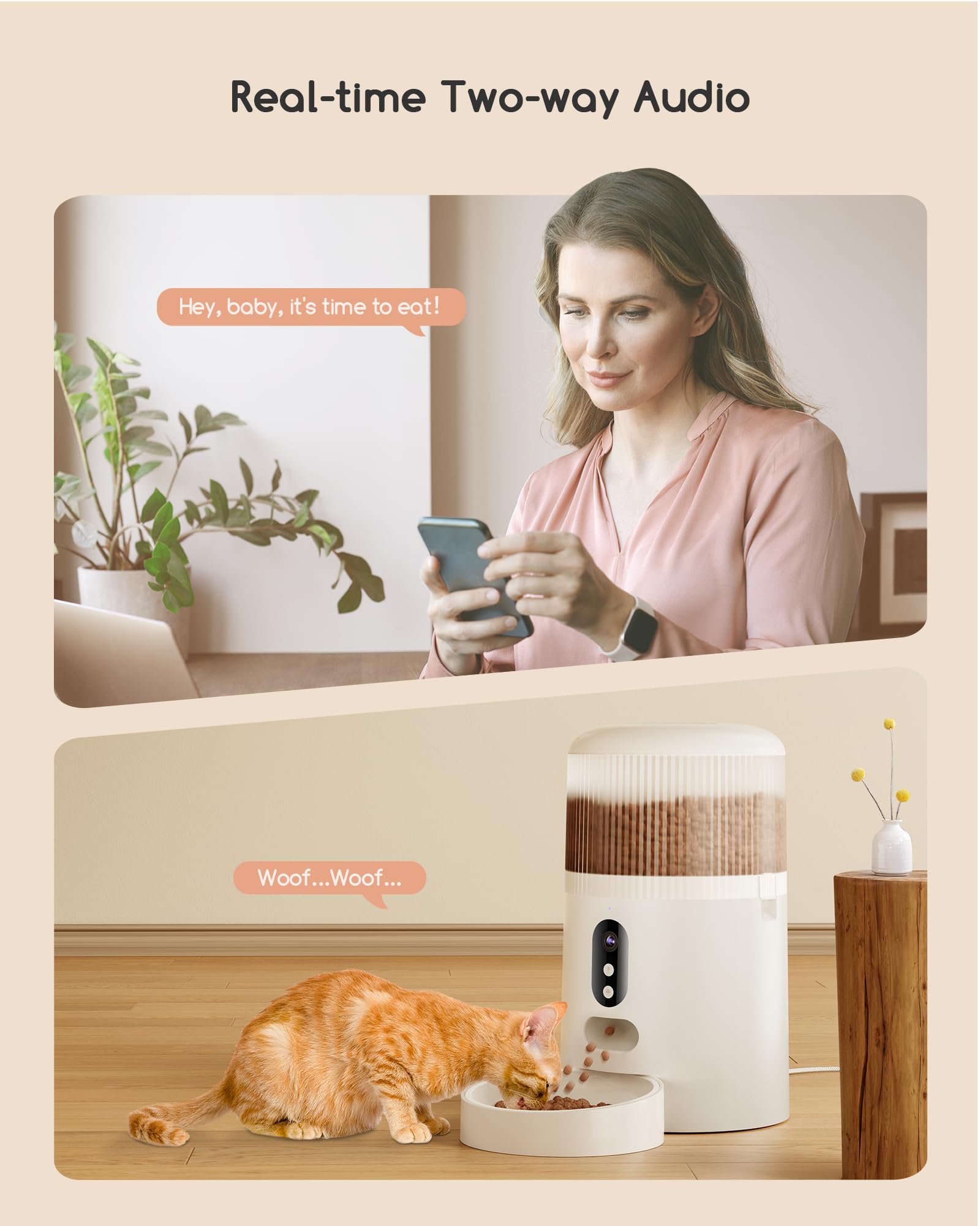 Faroro automatic cat feeder night vision captures pets in dim light.