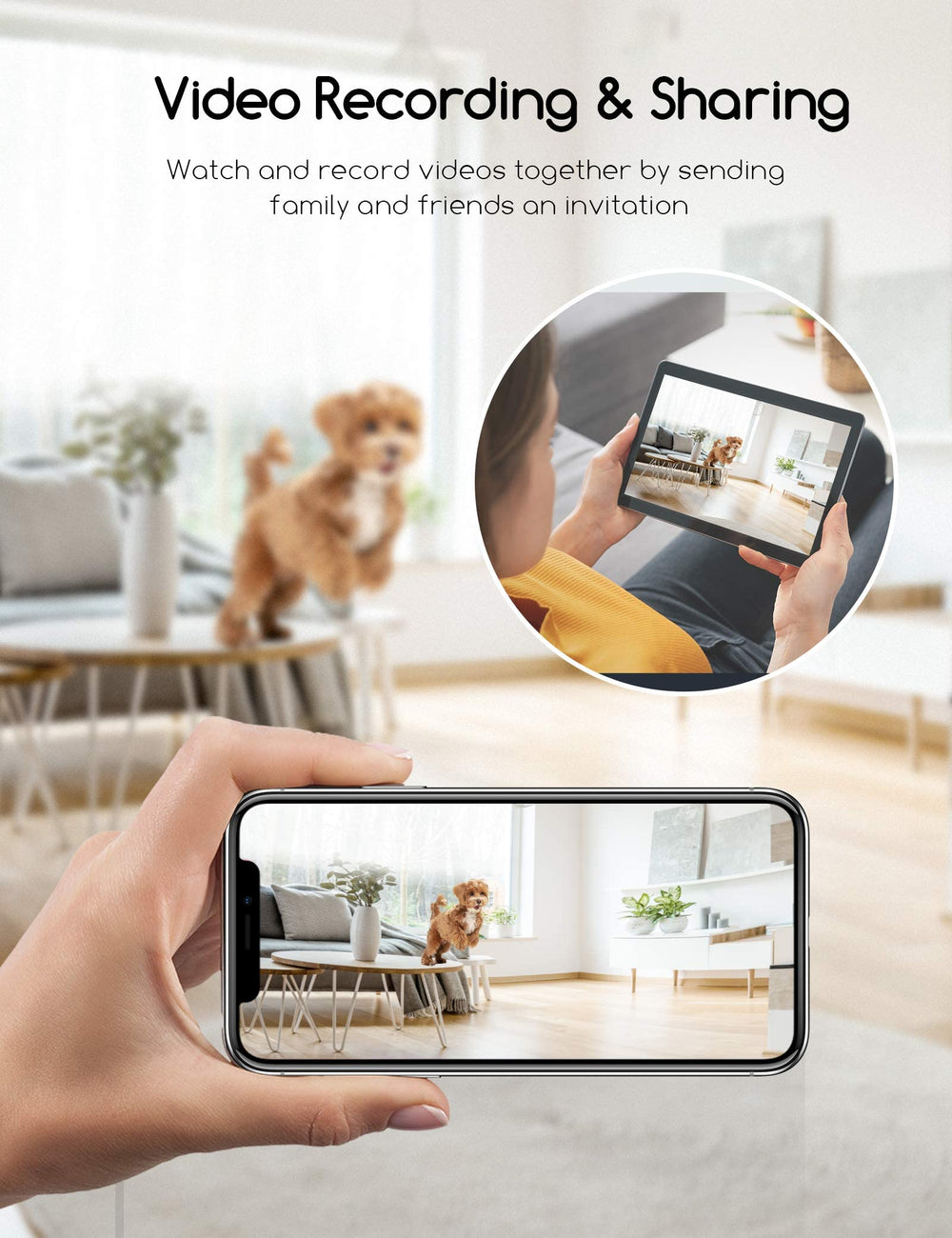 Faroro dog camera 130-degree wide-angle captures room coverage for pets.