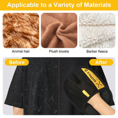 FASBET pet hair removal glove on hand shows easy 3-in-1 electrostatic action.