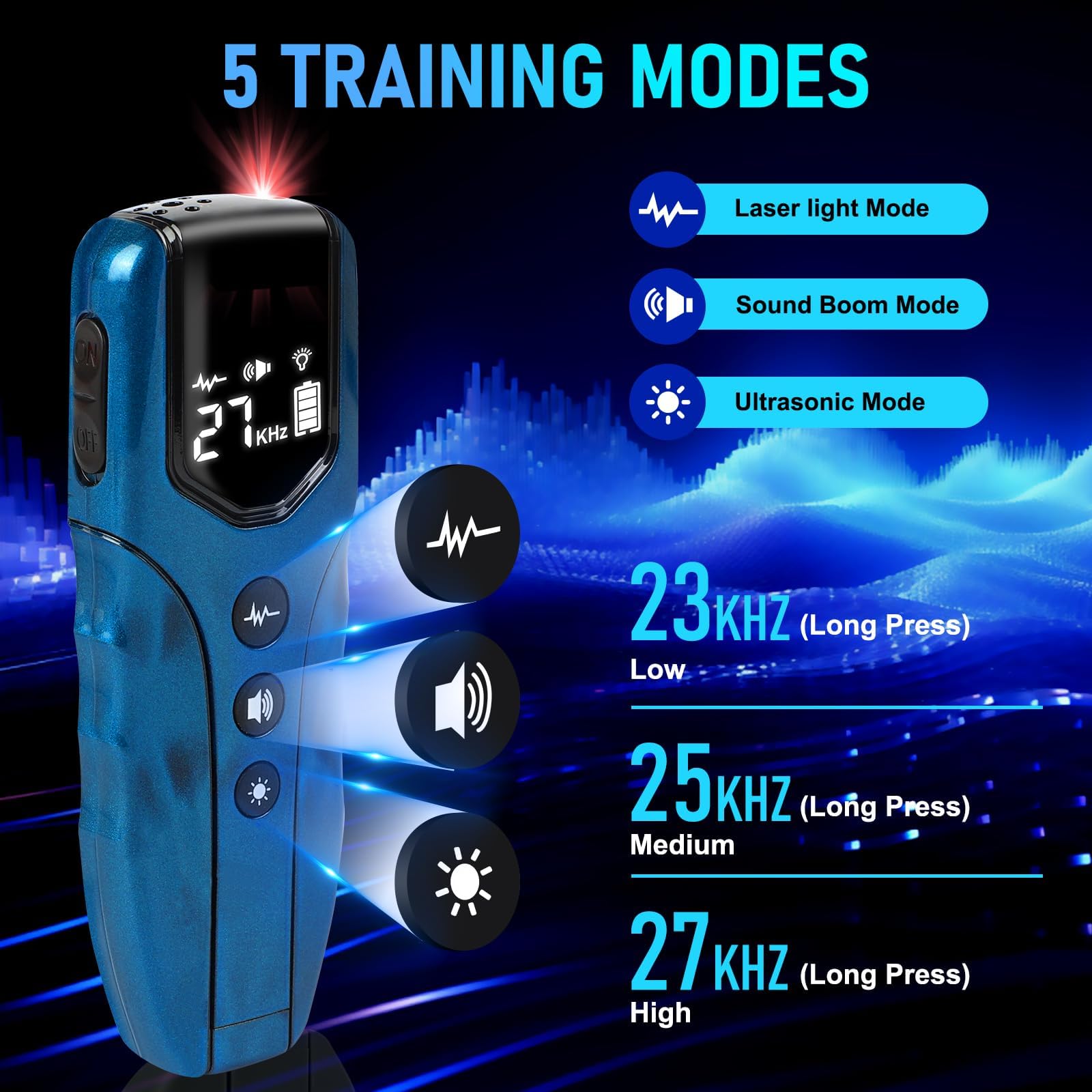 FASHILEAD dog bark deterrent 3-modes interface enables quick training adjustments.