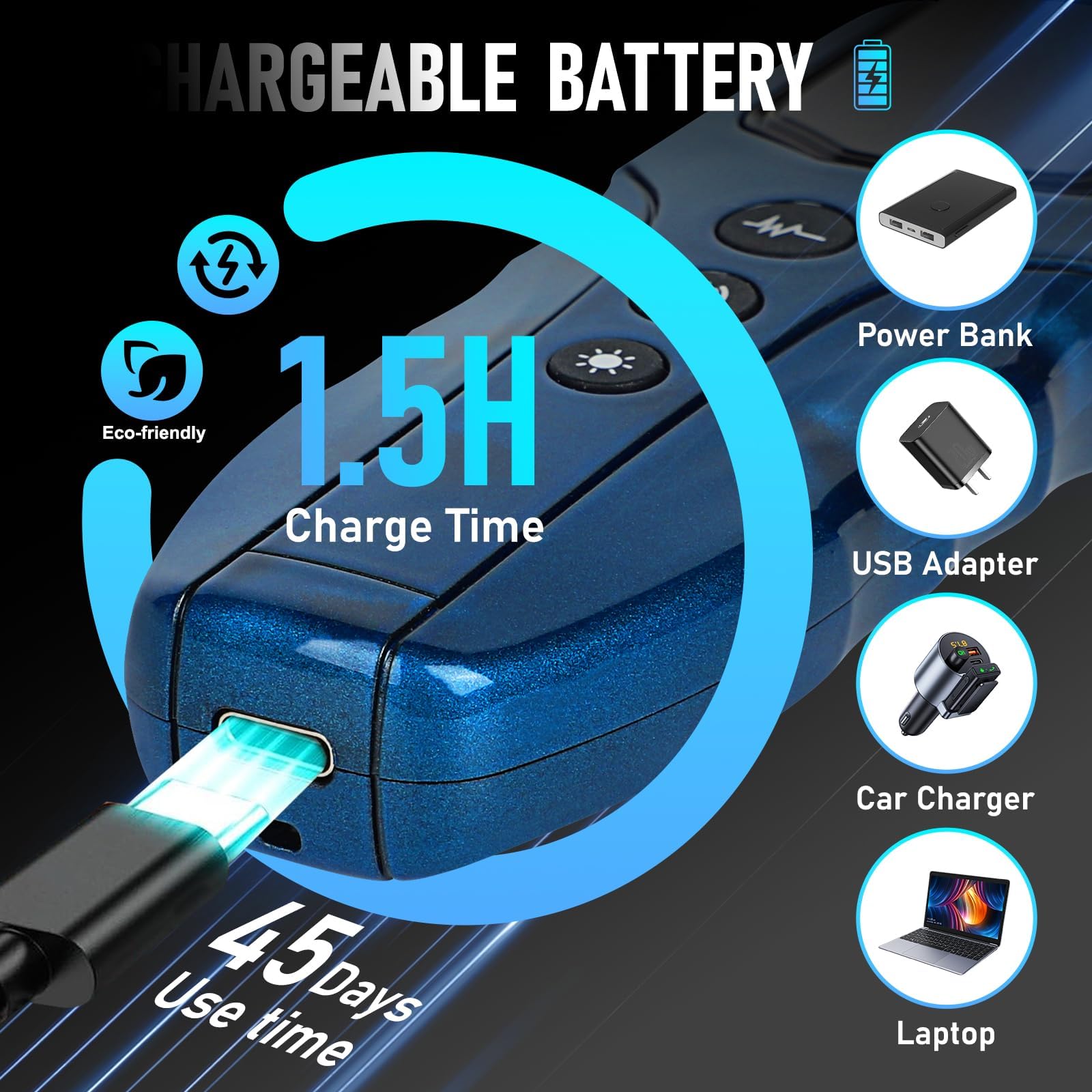 FASHILEAD fast-charging bark deterrent supports longer training sessions.