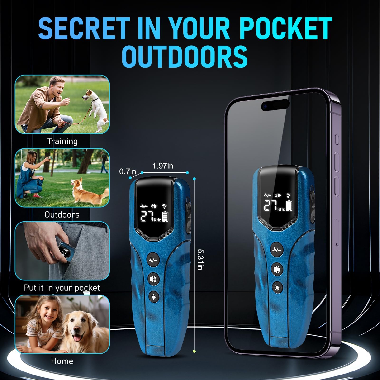 FASHILEAD bark deterrent LCD display for easy mode control.