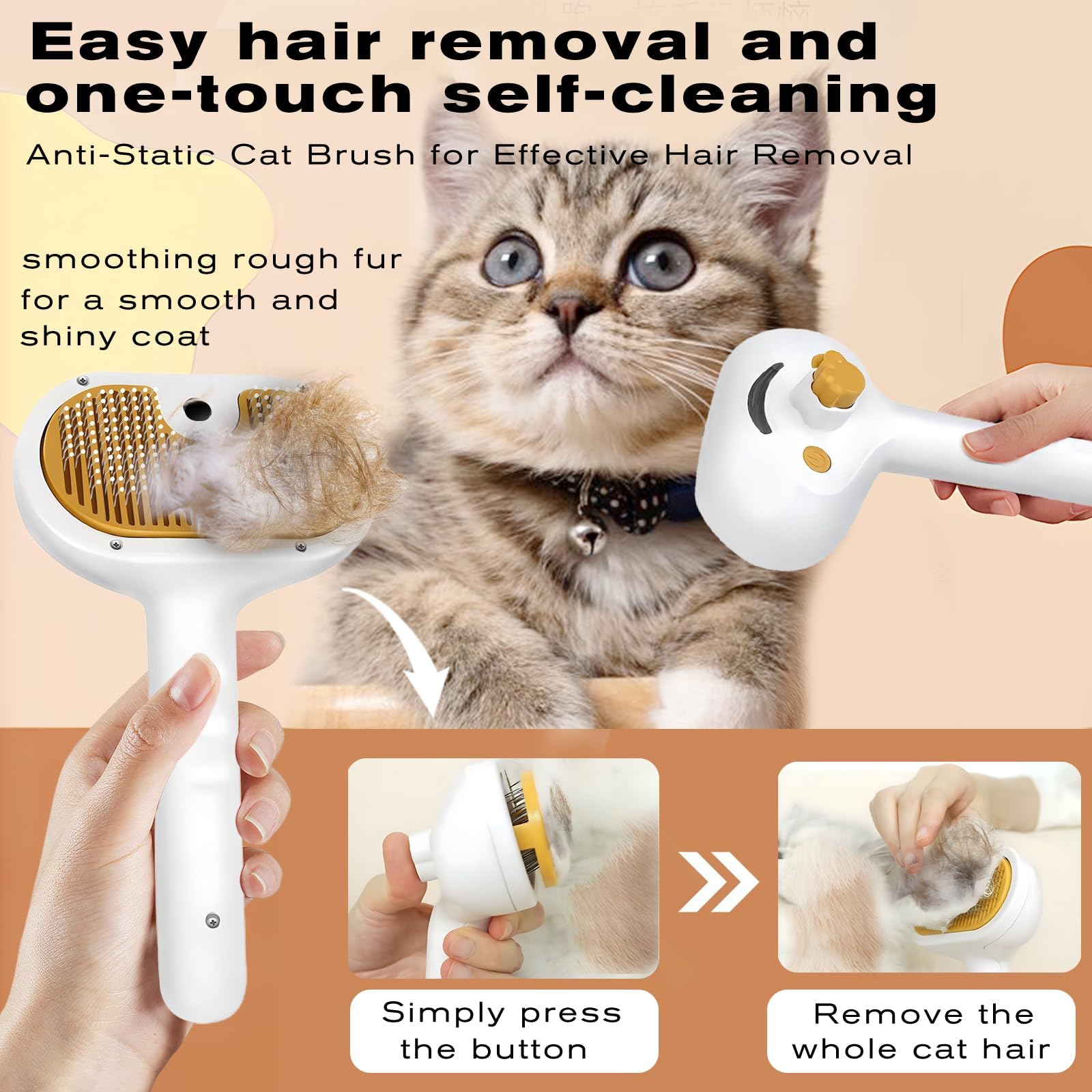 Fashionari Pet Steam Brush bristles wrapped in protective gel for gentle skin contact