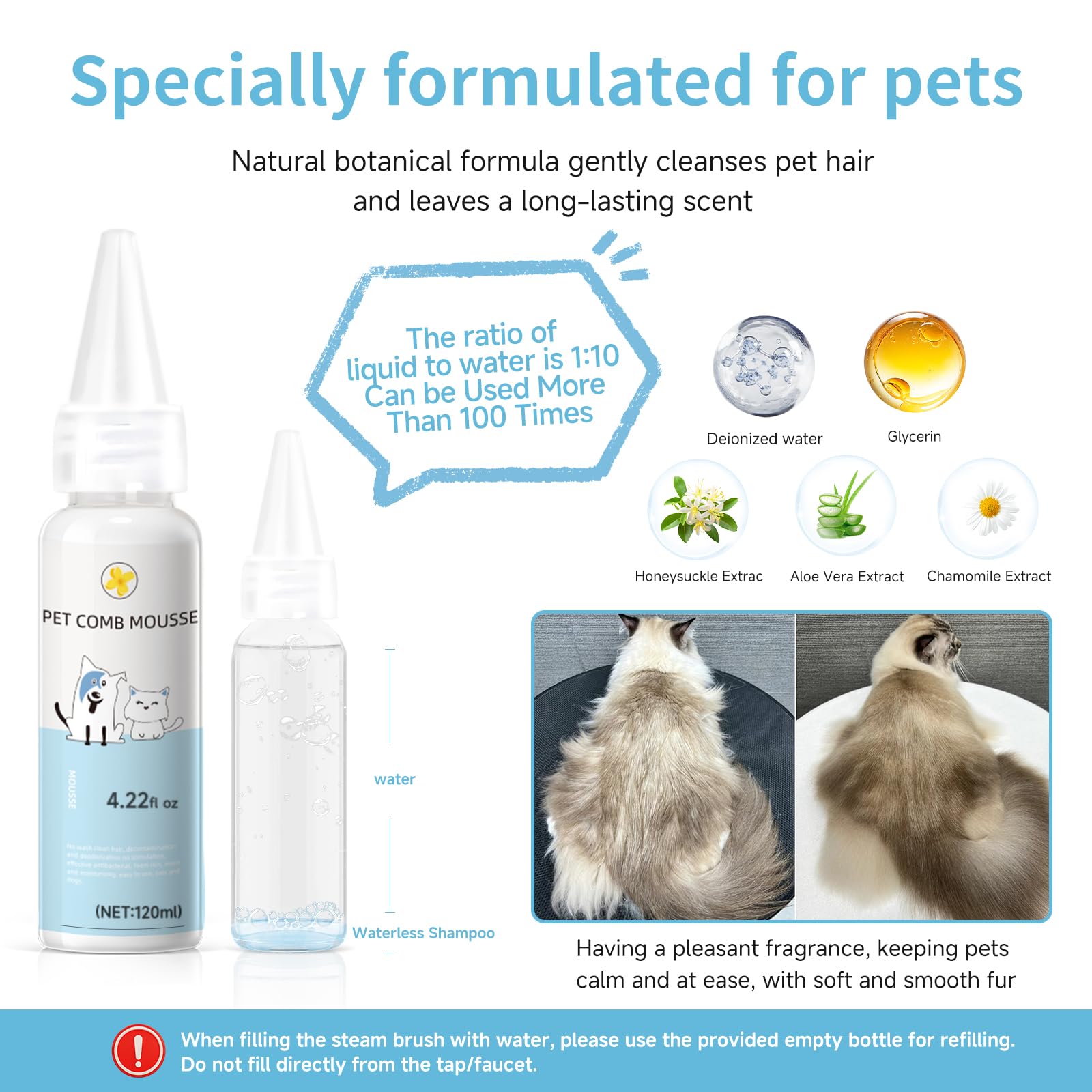 Fashionari Pet Steam Brush cleaning button for quick bristle cleanup after grooming