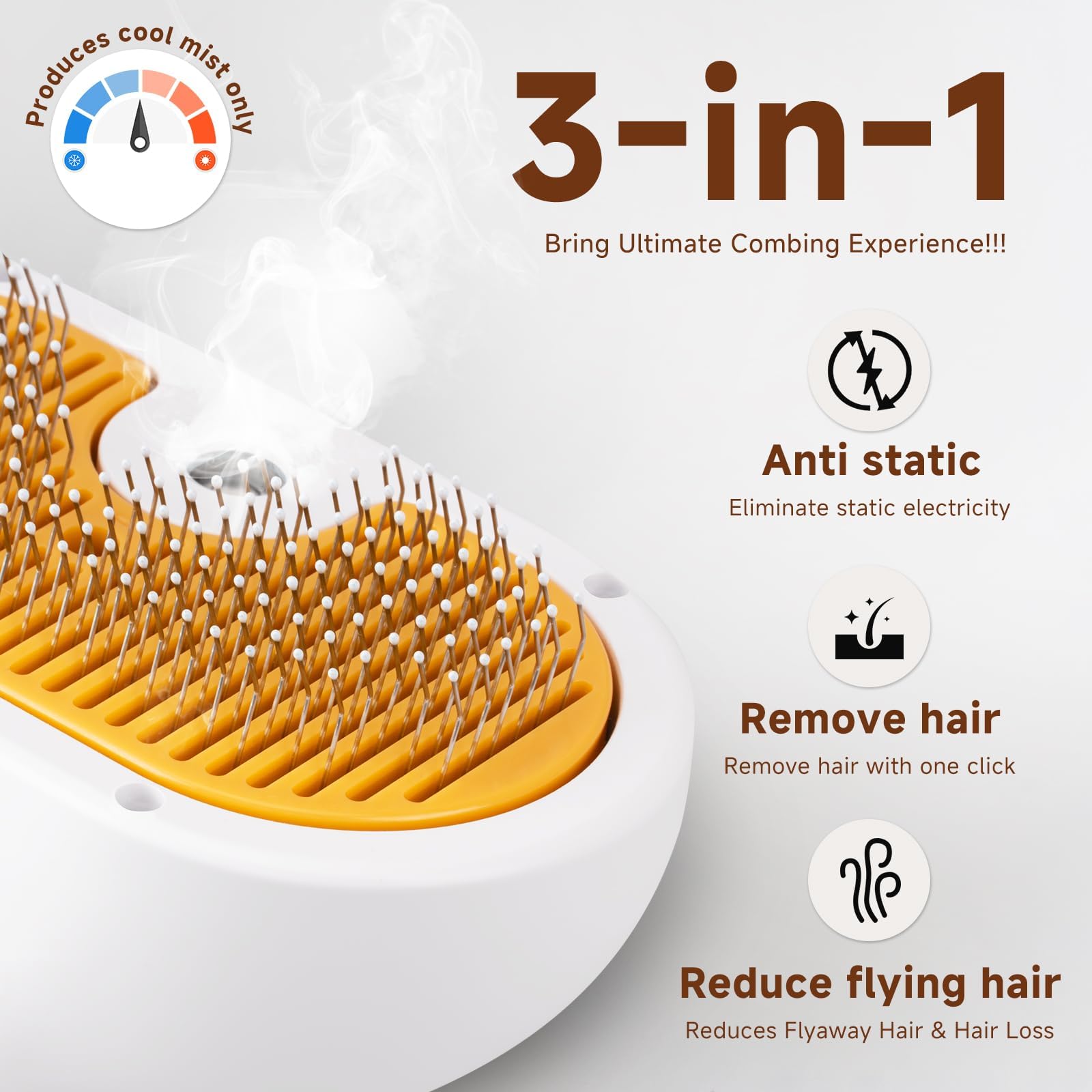 Fashionari Pet Steam Brush in use on a dog during grooming session