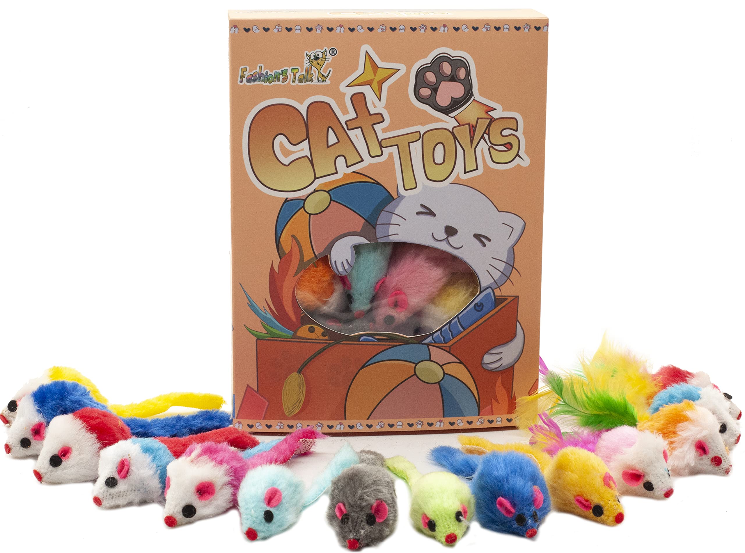 Fashion's Talk fuzzy-mice close-up shows rattling interior for interactive indoor enrichment.