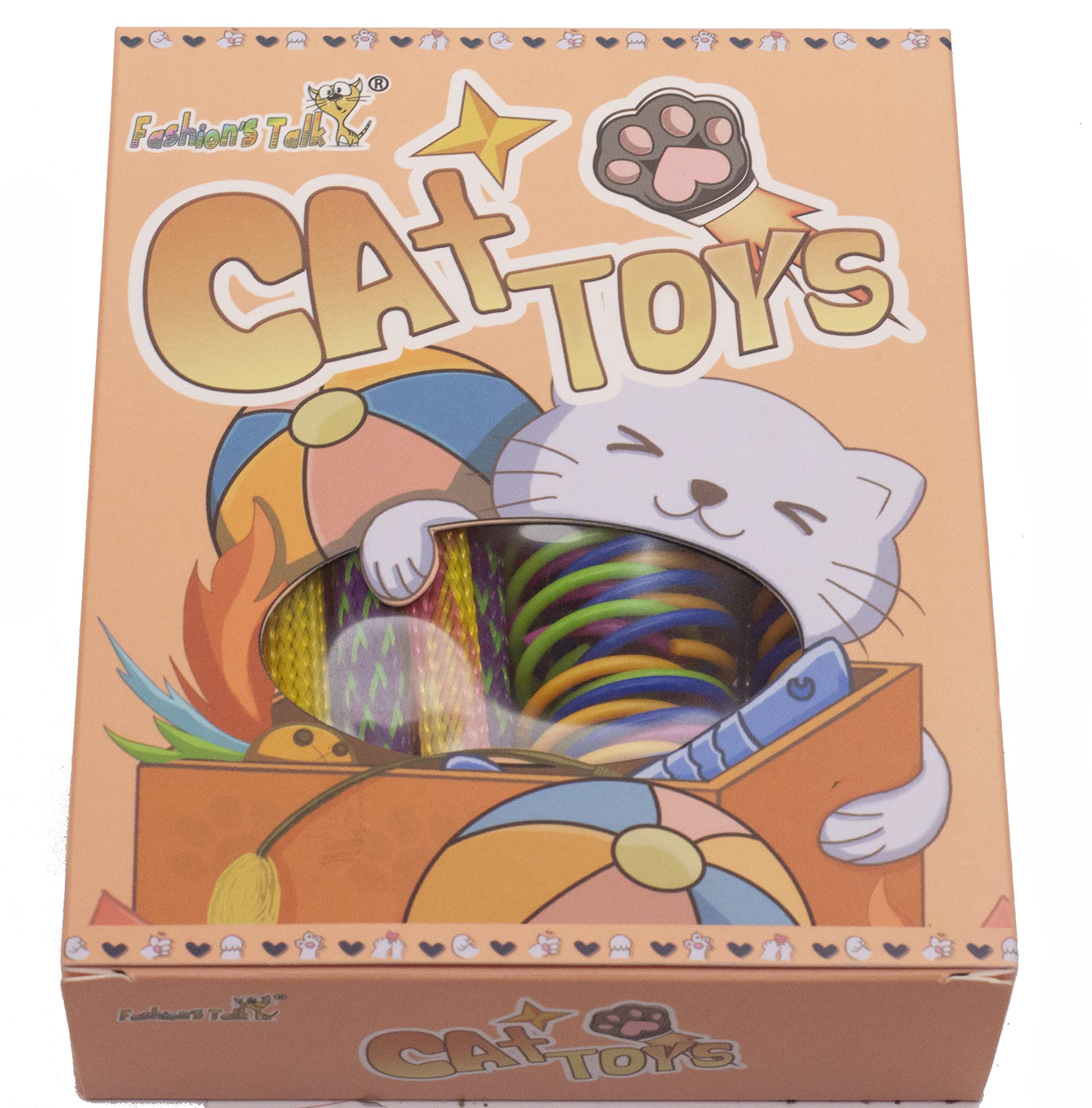 Fashion's Talk cat toy bulk pack offers durable materials for long-lasting fun.