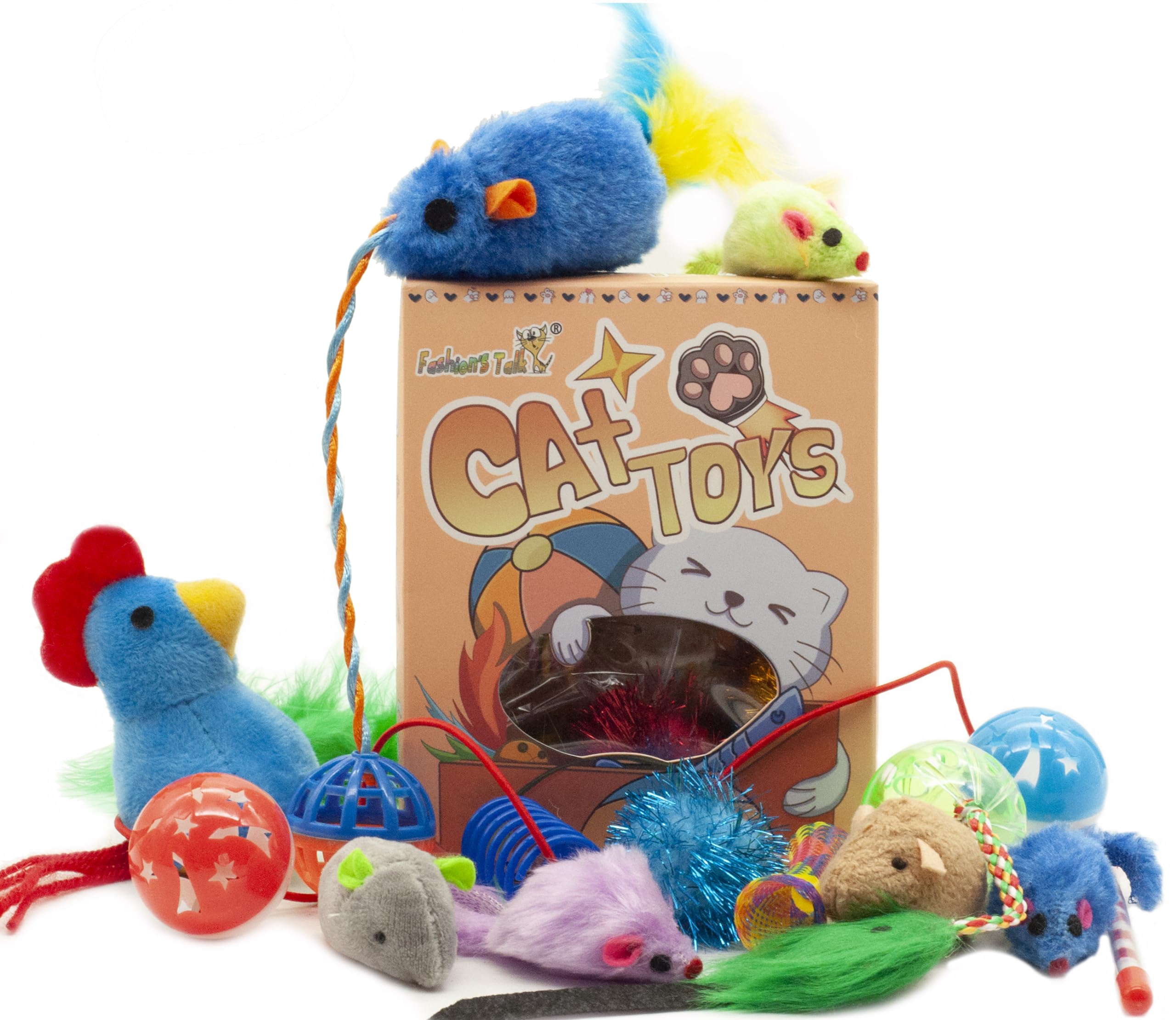 Fashion's Talk cat toys variety pack plush mice for engaging solo play