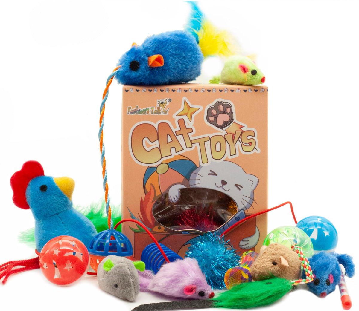 Fashion's Talk cat toys variety pack plush mice for engaging solo play