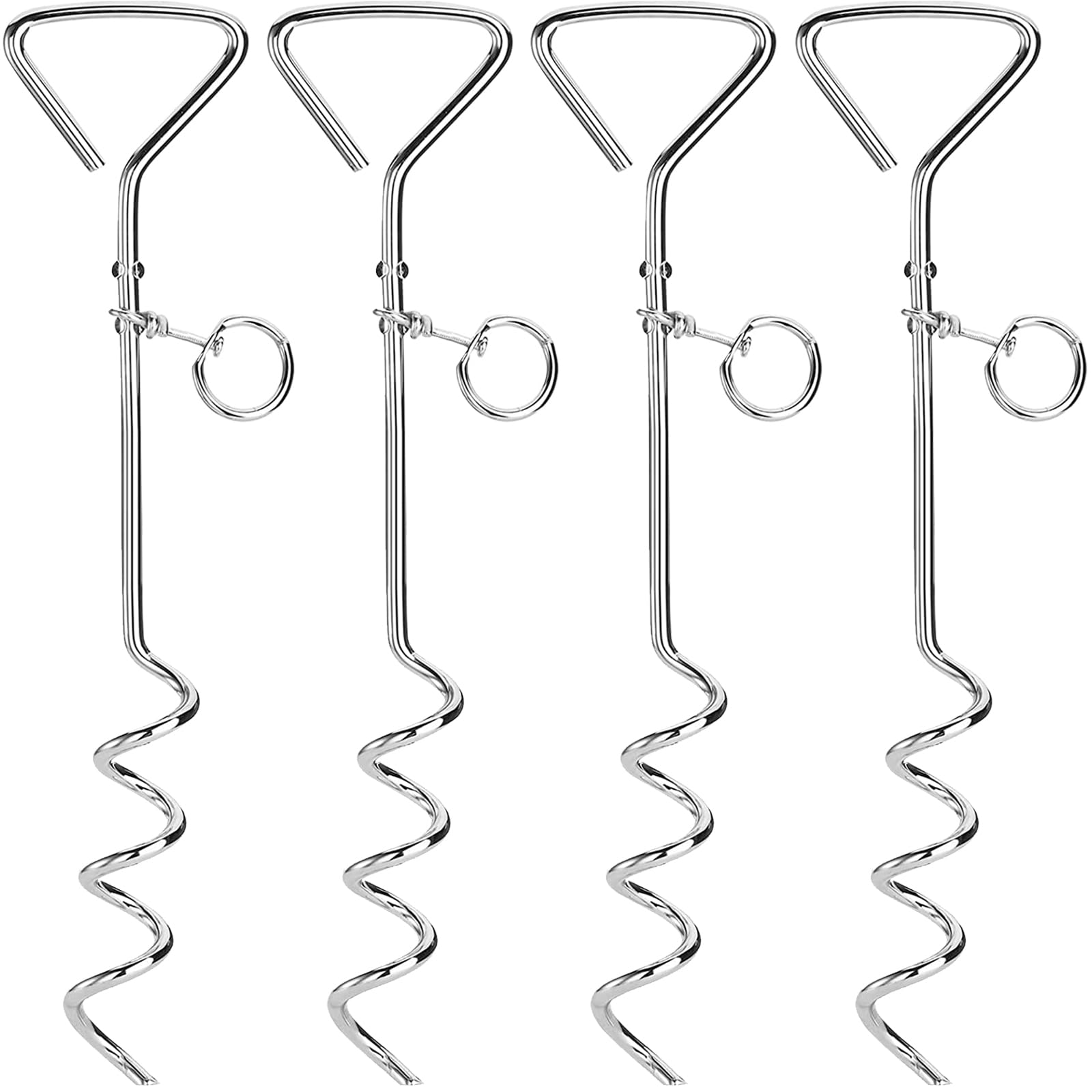 Fasmov 4-pack 16in spiral dog stake keeps dogs secure in yards.