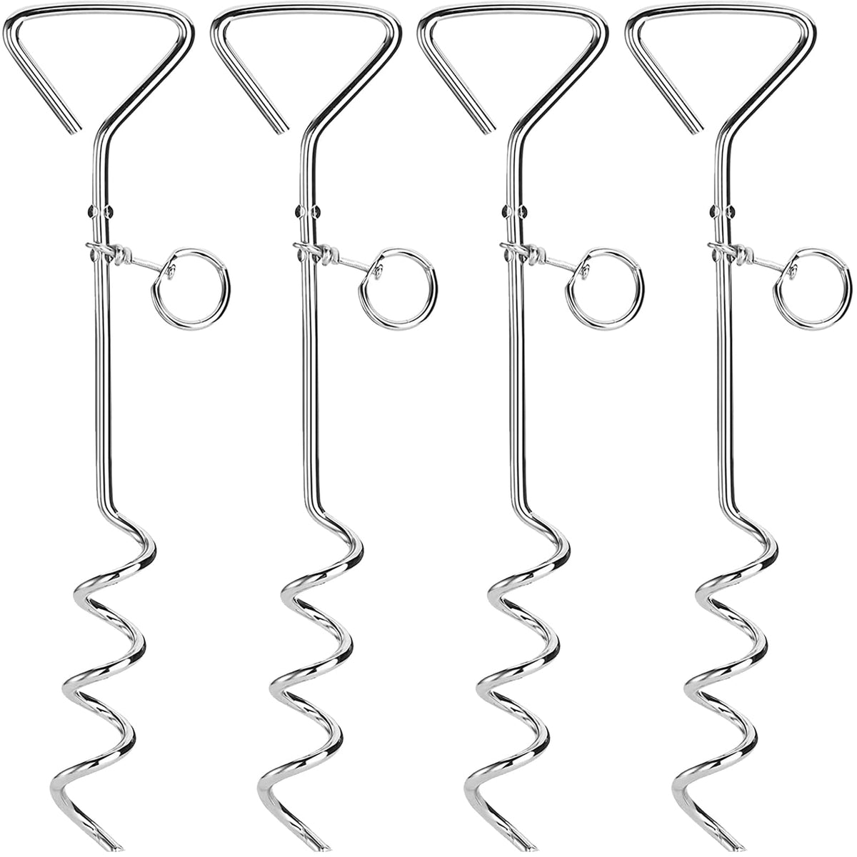 Fasmov 4-pack 16in spiral dog stake keeps dogs secure in yards.