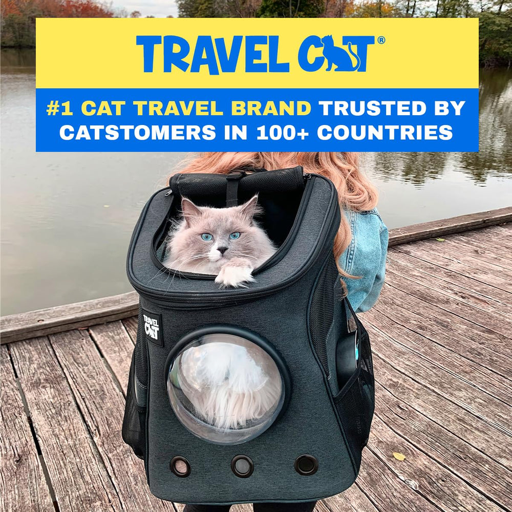 Fat Cat backpack carrier adjustable straps support comfortable carrying.